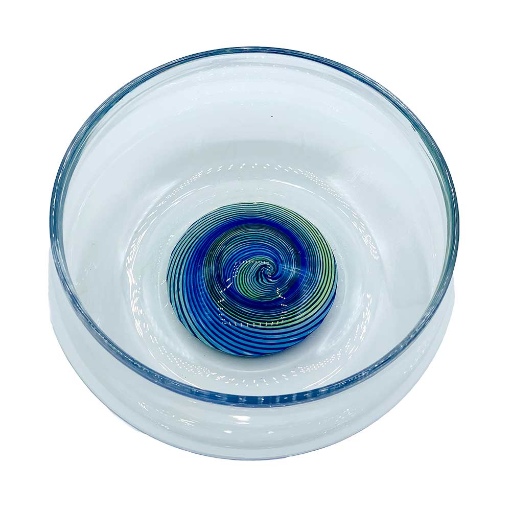 Salatschüssel Kristall handgemacht - Spirale grün-blau
