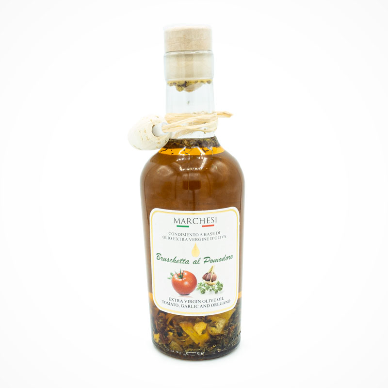 Olivenöl Bruschetta Pomodoro- Knoblauch, Oregano, Tomaten